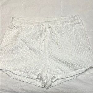 Women's White Textured Shorts